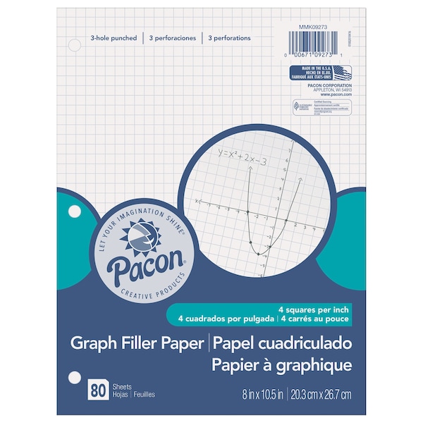 Graphing Paper, 3-Hole Punched, 8 X 10 1/2, PK480